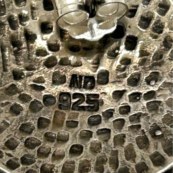 Vintage Sterling Silver Pierced Earrings Norwegian Design Mark ND 925 12.8 Gram - Picture 4 of 11